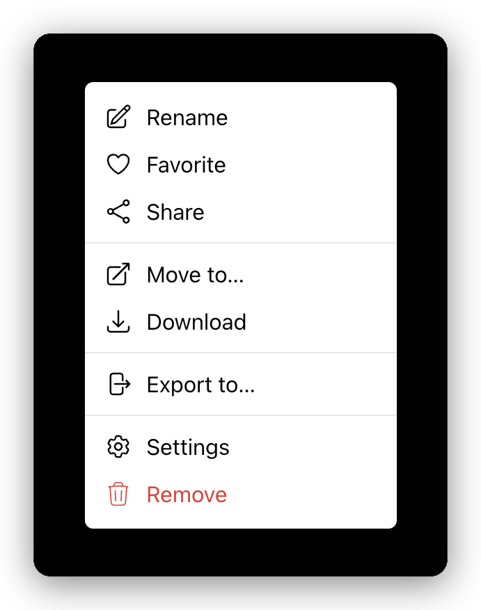 The asset actions menu with the Remove option