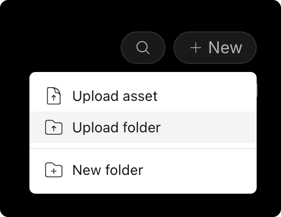 Upload folder in the + New menu
