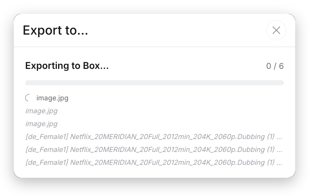 Export progress dialog