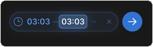 The time range control showing a start and end time