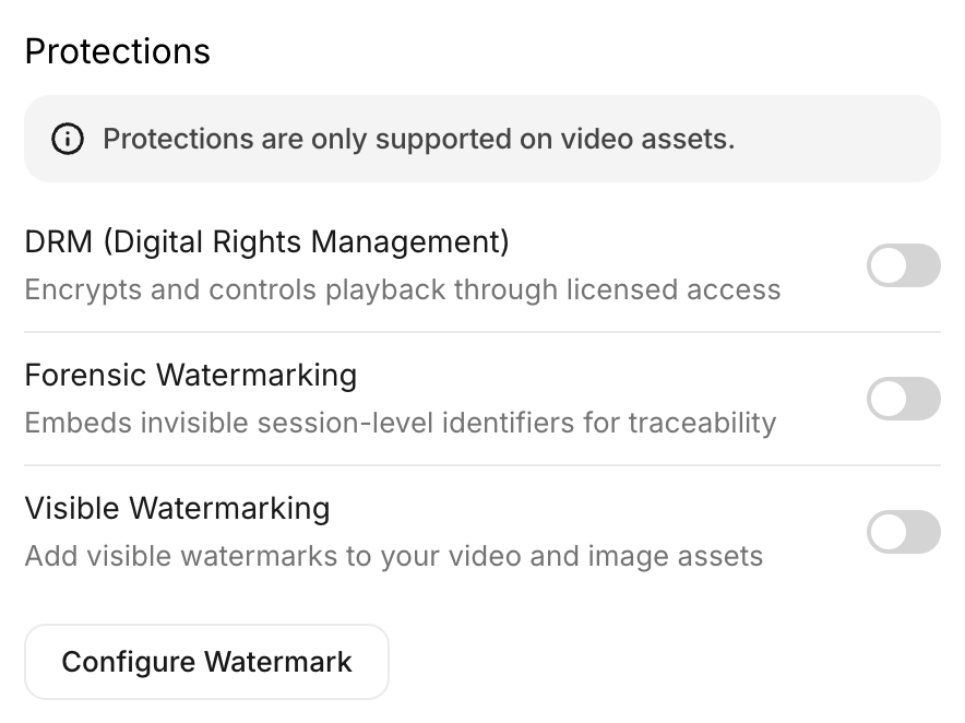 The Protections section of a share link