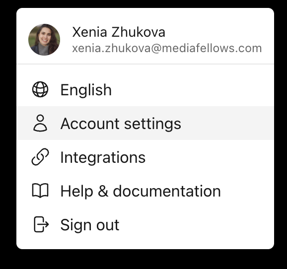 Account menu